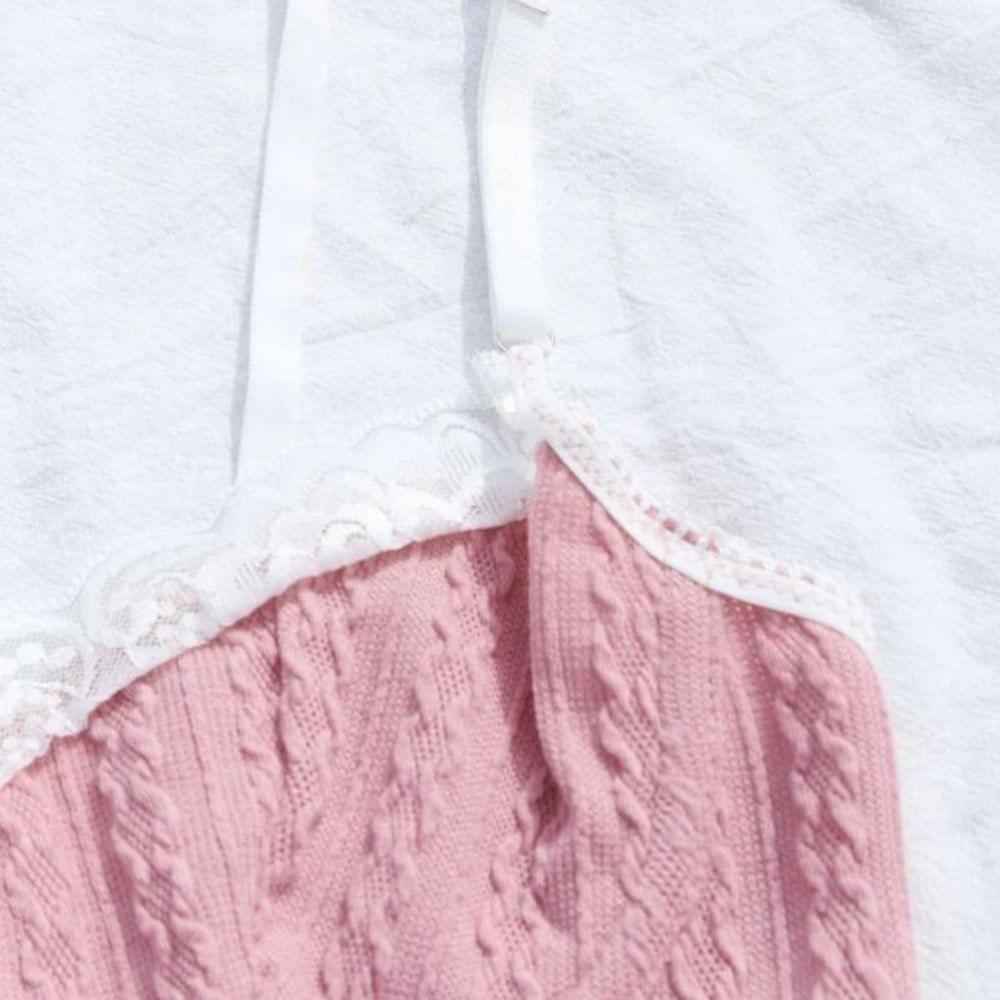 NWOT LIGHT DUSTY BABY PINK | 32B | BRA ONLY | UNLINED UNDERWIRE CONTRAST LACE | - Picture 4 of 5